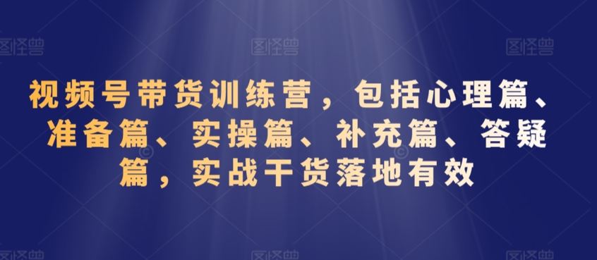视频号带货训练营，包括心理篇、准备篇、实操篇、补充篇、答疑篇，实战干货落地有效_双星网创_创业赚钱_抖音教程_短视频教程-创业赚钱_抖音教程_短视频教程