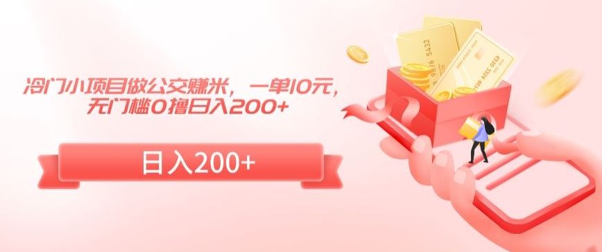冷门小项目做公交赚米，一单10元，无门槛0撸日入200+【揭秘】_双星网创_创业赚钱_抖音教程_短视频教程-创业赚钱_抖音教程_短视频教程