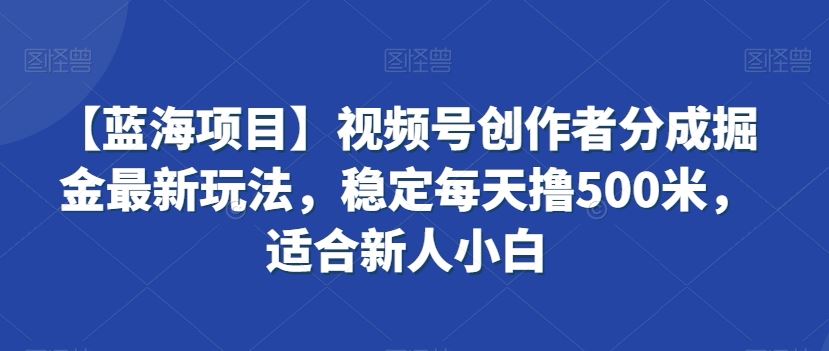 视频号创作者分成掘金最新玩法，稳定每天撸500米，适合新人小白_双星网创_创业赚钱_抖音教程_短视频教程-创业赚钱_抖音教程_短视频教程