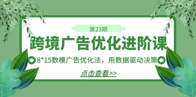 跨境广告·优化进阶课·第23期，8*15数模广告优化法，用数据驱动决策_双星网创_创业赚钱_抖音教程_短视频教程-创业赚钱_抖音教程_短视频教程