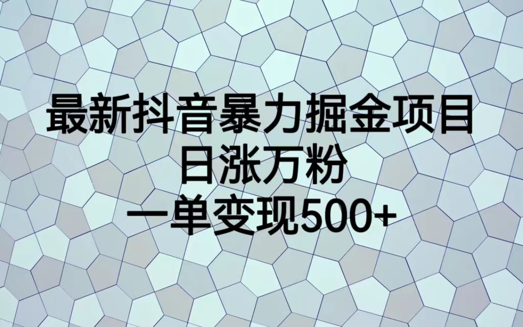 最新抖音暴力掘金项目，日涨万粉，一单变现500+_双星网创_创业赚钱_抖音教程_短视频教程-创业赚钱_抖音教程_短视频教程