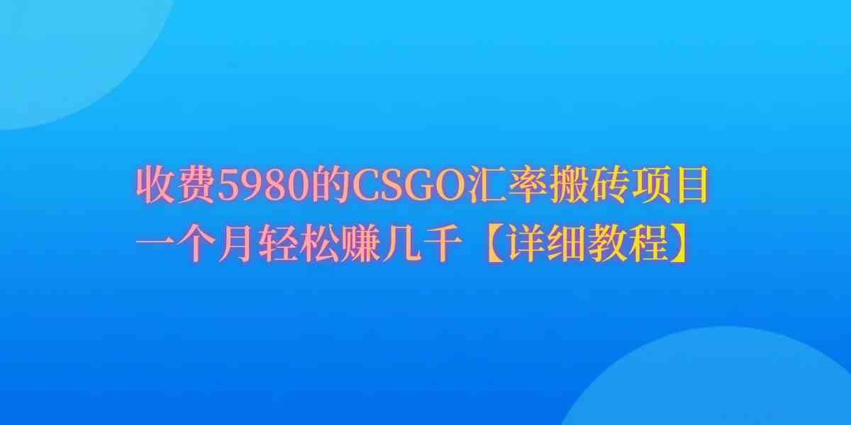 （9776期）CSGO装备搬砖，月综合收益率高达60%，你也可以！_双星网创_创业赚钱_抖音教程_短视频教程-创业赚钱_抖音教程_短视频教程