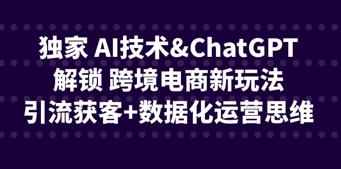 独家 AI技术&ChatGPT解锁 跨境电商新玩法，引流获客+数据化运营思维_双星网创_创业赚钱_抖音教程_短视频教程-创业赚钱_抖音教程_短视频教程