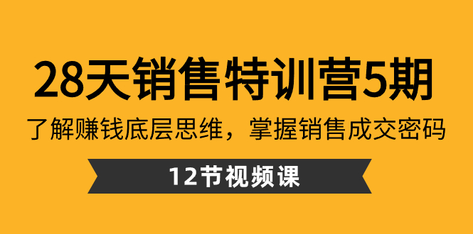 28天·销售特训营5期：了解赚钱底层思维，掌握销售成交密码（12节课）_双星网创_创业赚钱_抖音教程_短视频教程-创业赚钱_抖音教程_短视频教程