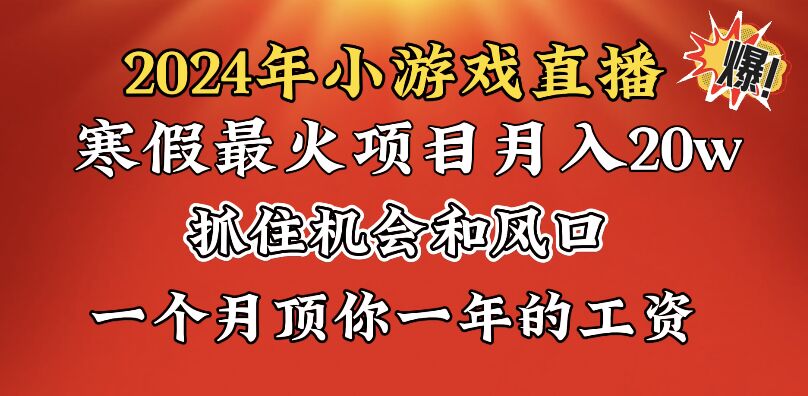 2024年寒假爆火项目，小游戏直播月入20w+，学会了之后你将翻身_双星网创_创业赚钱_抖音教程_短视频教程-创业赚钱_抖音教程_短视频教程