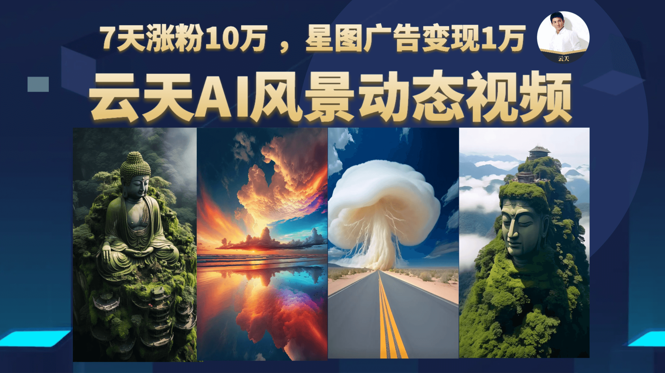 云天AI风景动图视频制作，7天涨粉10万 ，星图广告变现1万_双星网创_创业赚钱_抖音教程_短视频教程-创业赚钱_抖音教程_短视频教程