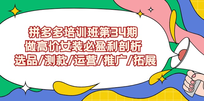 拼多多培训班第34期：做高价女装必盈利剖析 选品/测款/运营/推广/拓展_双星网创_创业赚钱_抖音教程_短视频教程-创业赚钱_抖音教程_短视频教程