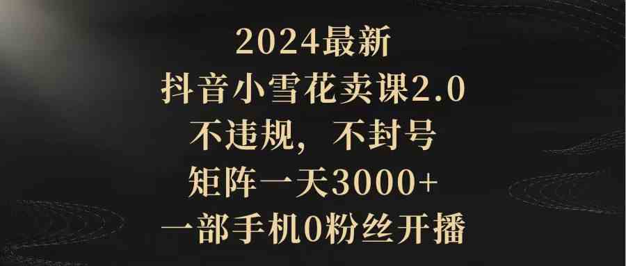 （9639期）2024最新抖音小雪花卖课2.0 不违规 不封号 矩阵一天3000+一部手机0粉丝开播_双星网创_创业赚钱_抖音教程_短视频教程-创业赚钱_抖音教程_短视频教程