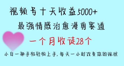 十天收益5000+，多平台捞金，视频号情感治愈漫剪，一个月收徒28个，小白一部手机轻松上手_双星网创_创业赚钱_抖音教程_短视频教程-创业赚钱_抖音教程_短视频教程