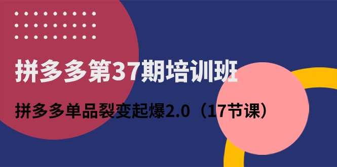 拼多多第37期培训班：拼多多单品裂变起爆2.0（17节课）_双星网创_创业赚钱_抖音教程_短视频教程-创业赚钱_抖音教程_短视频教程