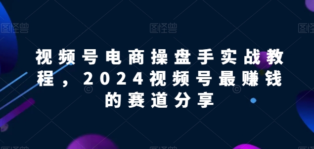 视频号电商实战教程，2024视频号最赚钱的赛道分享_双星网创_创业赚钱_抖音教程_短视频教程-创业赚钱_抖音教程_短视频教程