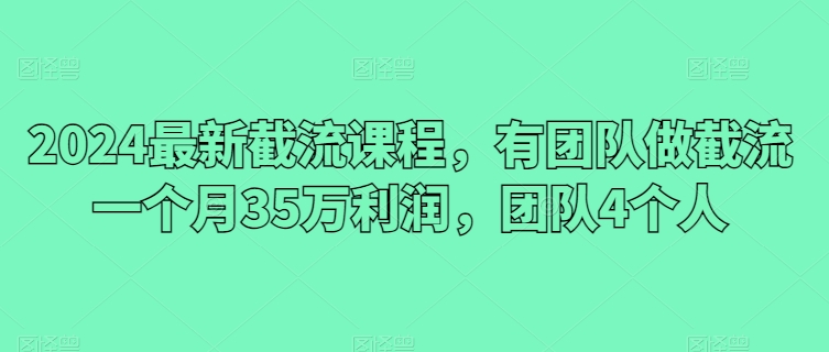 2024最新截流课程，有团队做截流一个月35万利润，团队4个人_双星网创_创业赚钱_抖音教程_短视频教程-创业赚钱_抖音教程_短视频教程