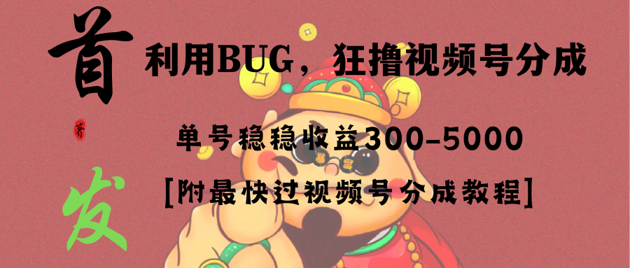 全网独家首发，视频号BUG，超短期项目，单号每日净收益300-5000！_双星网创_创业赚钱_抖音教程_短视频教程-创业赚钱_抖音教程_短视频教程