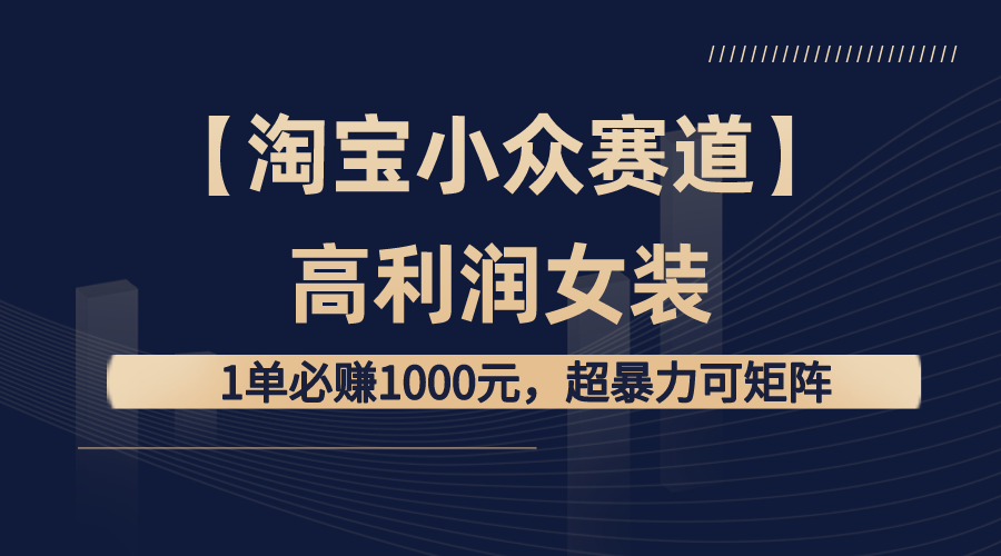 【淘宝小众赛道】高利润女装：1单必赚1000元，超暴力可矩阵_双星网创_创业赚钱_抖音教程_短视频教程-创业赚钱_抖音教程_短视频教程