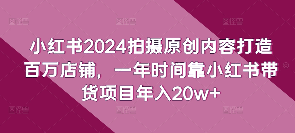 小红书2024拍摄原创内容打造百万店铺，一年时间靠小红书带货项目年入20w+_双星网创_创业赚钱_抖音教程_短视频教程-创业赚钱_抖音教程_短视频教程