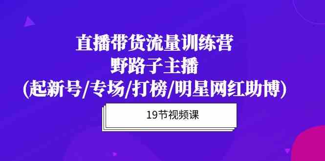 （10016期）直播带货流量特训营，野路子主播(起新号/专场/打榜/明星网红助博)19节课_双星网创_创业赚钱_抖音教程_短视频教程-创业赚钱_抖音教程_短视频教程