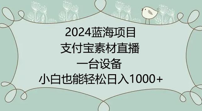 2024年蓝海项目，支付宝素材直播，无需出境，小白也能日入1000+ ，实操教程_双星网创_创业赚钱_抖音教程_短视频教程-创业赚钱_抖音教程_短视频教程