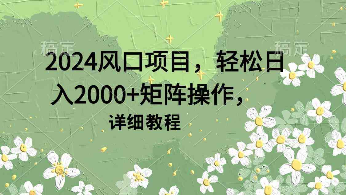 （9652期）2024风口项目，轻松日入2000+矩阵操作，详细教程_双星网创_创业赚钱_抖音教程_短视频教程-创业赚钱_抖音教程_短视频教程