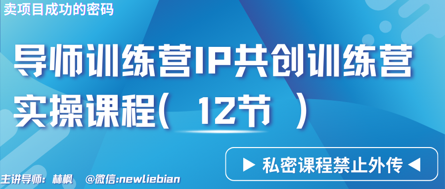 导师训练营3.0IP共创训练营私密实操课程（12节）-卖项目的密码成功秘诀_双星网创_创业赚钱_抖音教程_短视频教程-创业赚钱_抖音教程_短视频教程