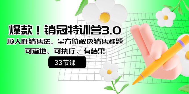爆款！销冠特训营3.0之顺人性销售法，全方位解决销售难题、可落地_双星网创_创业赚钱_抖音教程_短视频教程-创业赚钱_抖音教程_短视频教程