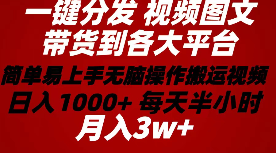 （10667期）2024年 一键分发带货图文视频  简单易上手 无脑赚收益 每天半小时日入1…_双星网创_创业赚钱_抖音教程_短视频教程-创业赚钱_抖音教程_短视频教程