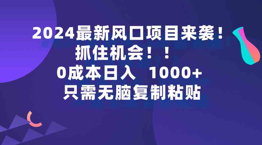 （9899期）2024最新风口项目来袭，抓住机会，0成本一部手机日入1000+，只需无脑复…_双星网创_创业赚钱_抖音教程_短视频教程-创业赚钱_抖音教程_短视频教程