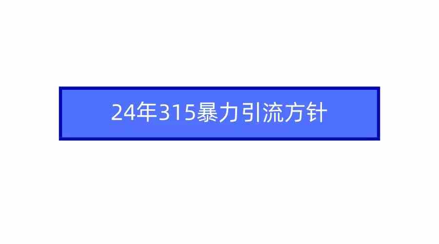 （9398期）2024年315暴力引流方针_双星网创_创业赚钱_抖音教程_短视频教程-创业赚钱_抖音教程_短视频教程