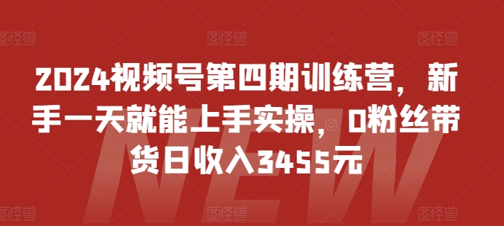 2024视频号第四期训练营，新手一天就能上手实操，0粉丝带货日收入3455元_双星网创_创业赚钱_抖音教程_短视频教程-创业赚钱_抖音教程_短视频教程