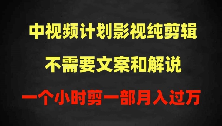 中视频计划影视纯剪辑，不需要文案和解说，一个小时剪一部，100%过原创月入过万_双星网创_创业赚钱_抖音教程_短视频教程-创业赚钱_抖音教程_短视频教程