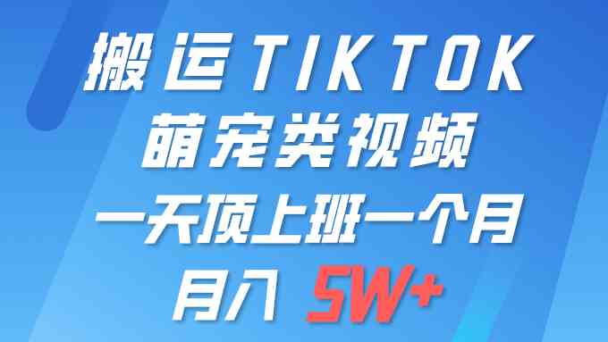 （9931期）一键搬运TIKTOK萌宠类视频 一部手机即可操作 所有平台均可发布 轻松月入5W+_双星网创_创业赚钱_抖音教程_短视频教程-创业赚钱_抖音教程_短视频教程