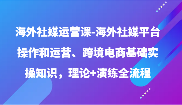 海外社媒运营课-海外社媒平台操作和运营、跨境电商基础实操知识，理论+演练全流程_双星网创_创业赚钱_抖音教程_短视频教程-创业赚钱_抖音教程_短视频教程