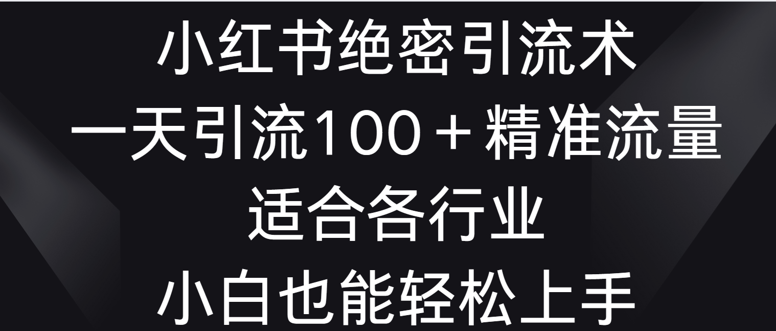 小红书绝密引流术，一天引流100＋精准流量，适合各个行业，小白也能轻松上手_双星网创_创业赚钱_抖音教程_短视频教程-创业赚钱_抖音教程_短视频教程