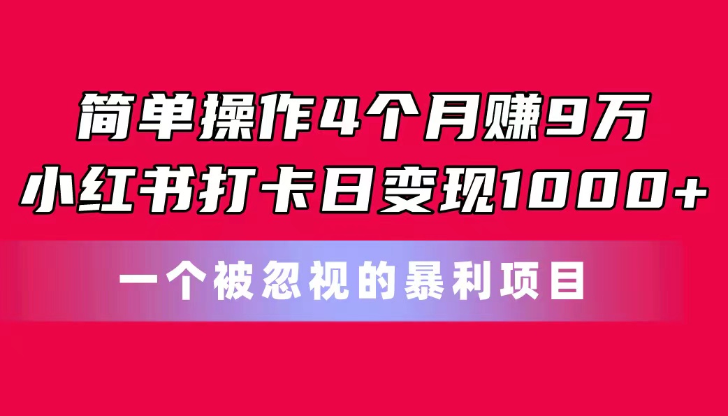 简单操作4个月赚9万！小红书打卡日变现1000+！一个被忽视的暴力项目_双星网创_创业赚钱_抖音教程_短视频教程-创业赚钱_抖音教程_短视频教程
