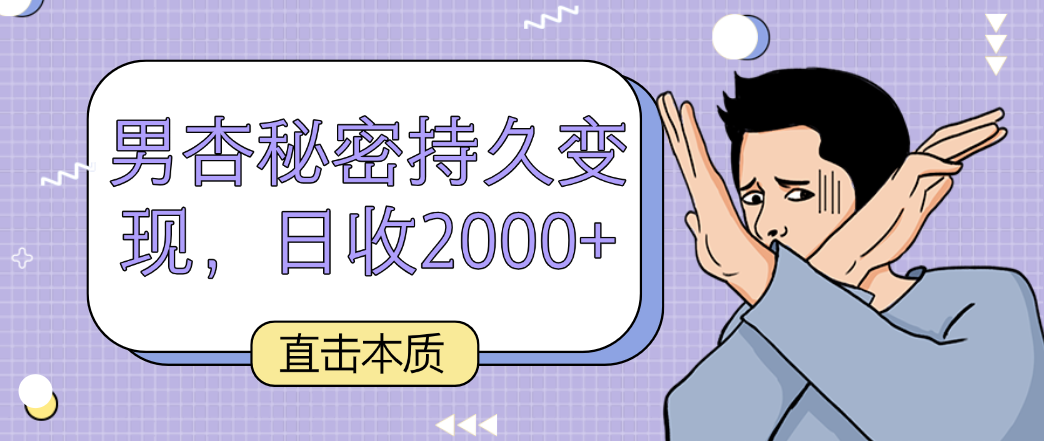 直击本质，男杏秘密持久变现，日收2000+_双星网创_创业赚钱_抖音教程_短视频教程-创业赚钱_抖音教程_短视频教程