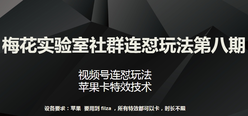 梅花实验室社群连怼玩法第八期，视频号连怼玩法 苹果卡特效技术_双星网创_创业赚钱_抖音教程_短视频教程-创业赚钱_抖音教程_短视频教程