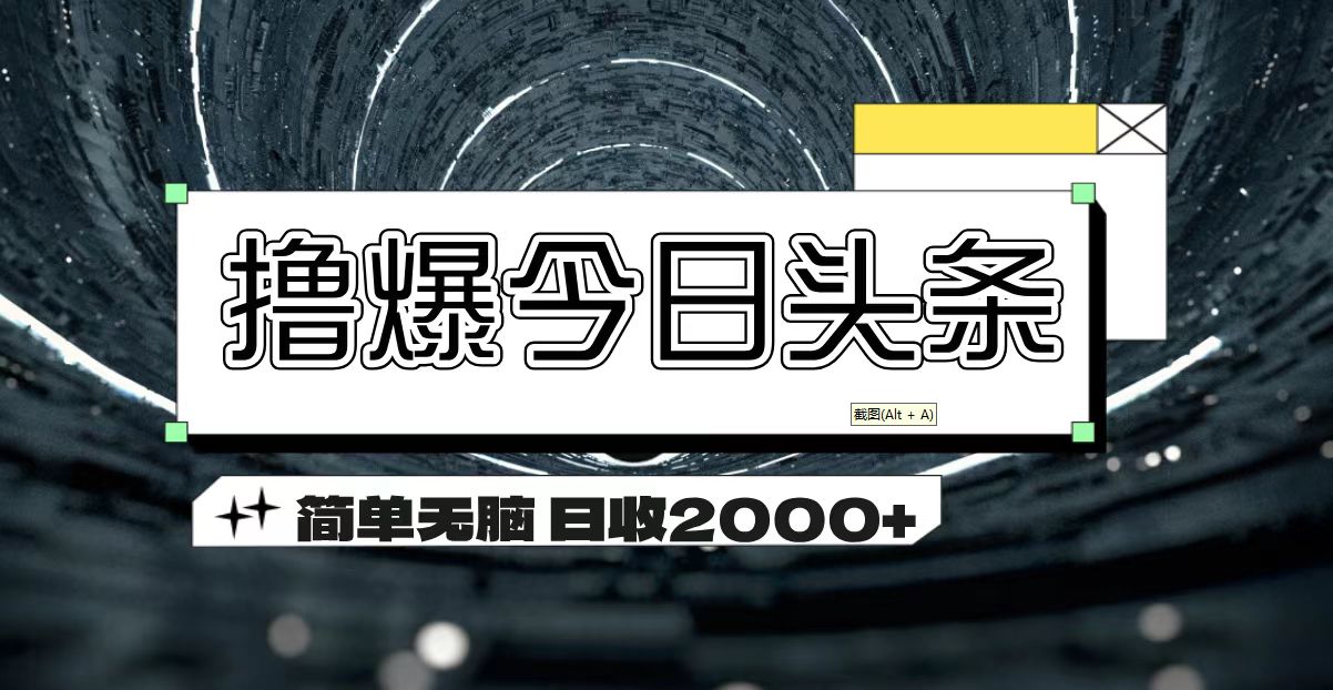 撸爆今日头条 简单无脑操作 日收2000+_双星网创_创业赚钱_抖音教程_短视频教程-创业赚钱_抖音教程_短视频教程