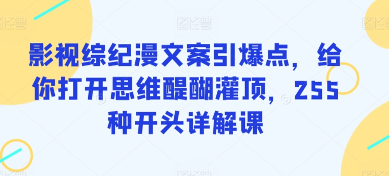影视综纪漫文案引爆点，给你打开思维醍醐灌顶，255种开头详解课_双星网创_创业赚钱_抖音教程_短视频教程-创业赚钱_抖音教程_短视频教程