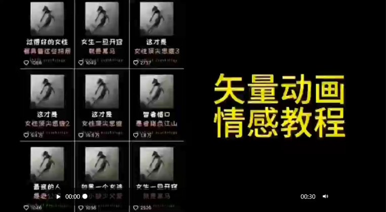 矢量动画情感教程：高点赞涨粉，适合情感、思维、创业教育等赛道_双星网创_创业赚钱_抖音教程_短视频教程-创业赚钱_抖音教程_短视频教程