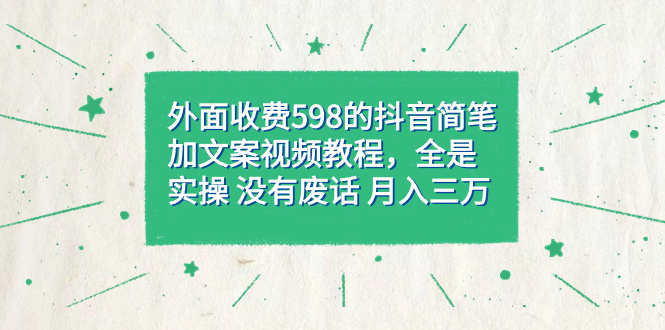 外面收费598抖音简笔加文案教程，全是实操 没有废话 月入三万（教程+资料）_双星网创_创业赚钱_抖音教程_短视频教程-创业赚钱_抖音教程_短视频教程