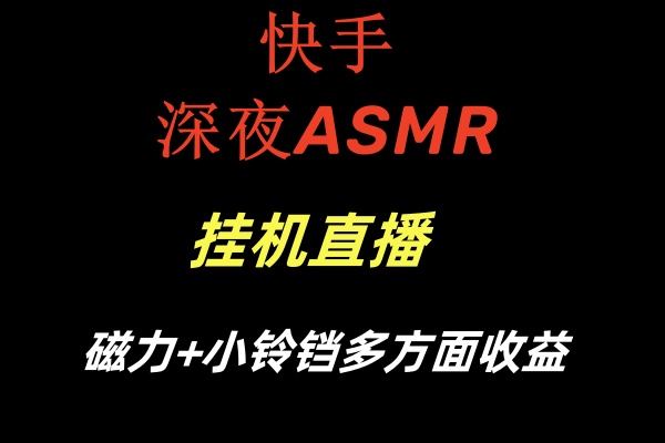 快手深夜ASMR挂机直播磁力+小铃铛多方面收益_双星网创_创业赚钱_抖音教程_短视频教程-创业赚钱_抖音教程_短视频教程
