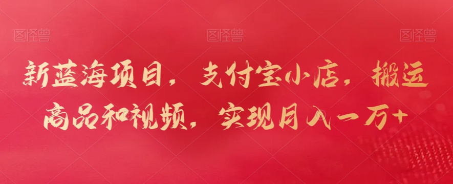 新蓝海项目，支付宝小店，搬运商品和视频，实现月入一万+_双星网创_创业赚钱_抖音教程_短视频教程-创业赚钱_抖音教程_短视频教程