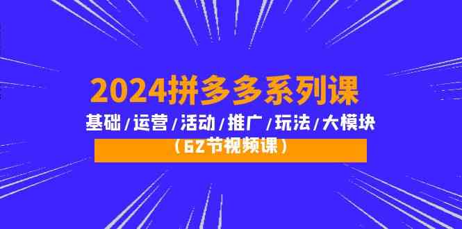 2024拼多多系列课：基础/运营/活动/推广/玩法/大模块（62节视频课）_双星网创_创业赚钱_抖音教程_短视频教程-创业赚钱_抖音教程_短视频教程