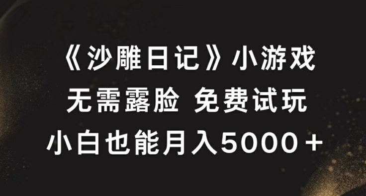 《沙雕日记》小游戏，无需露脸免费试玩，小白也能月入5000+【揭秘】_双星网创_创业赚钱_抖音教程_短视频教程-创业赚钱_抖音教程_短视频教程