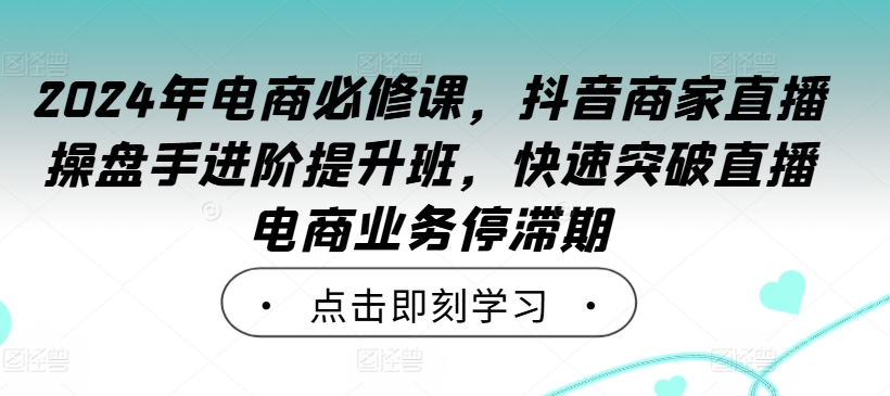2024年电商必修课，抖音商家直播操盘手进阶提升班，快速突破直播电商业务停滞期_双星网创_创业赚钱_抖音教程_短视频教程-创业赚钱_抖音教程_短视频教程