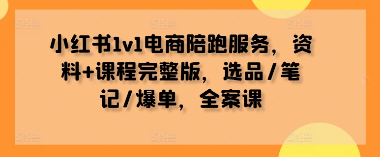 小红书1v1电商陪跑服务，资料+课程完整版，选品/笔记/爆单，全案课_双星网创_创业赚钱_抖音教程_短视频教程-创业赚钱_抖音教程_短视频教程