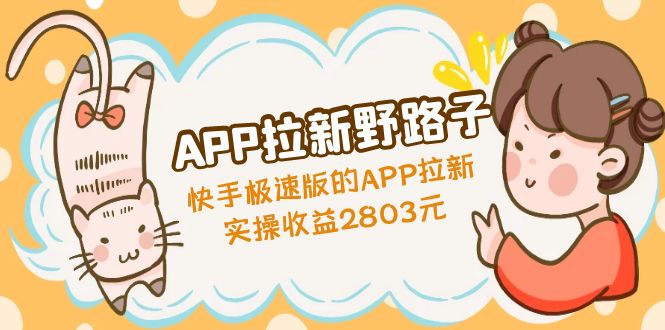 APP拉新野路子：快手极速版的APP拉新赚，实操收益2803元_双星网创_创业赚钱_抖音教程_短视频教程-创业赚钱_抖音教程_短视频教程