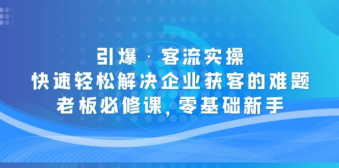 引爆·客流实操：快速轻松解决企业获客的难题，老板必修课，零基础新手_双星网创_创业赚钱_抖音教程_短视频教程-创业赚钱_抖音教程_短视频教程