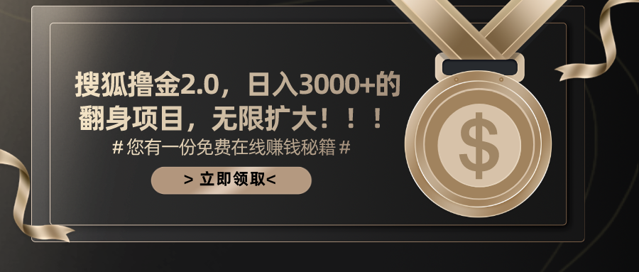 搜狐撸金2.0日入3000+，可无限扩大的翻身项目_双星网创_创业赚钱_抖音教程_短视频教程-创业赚钱_抖音教程_短视频教程
