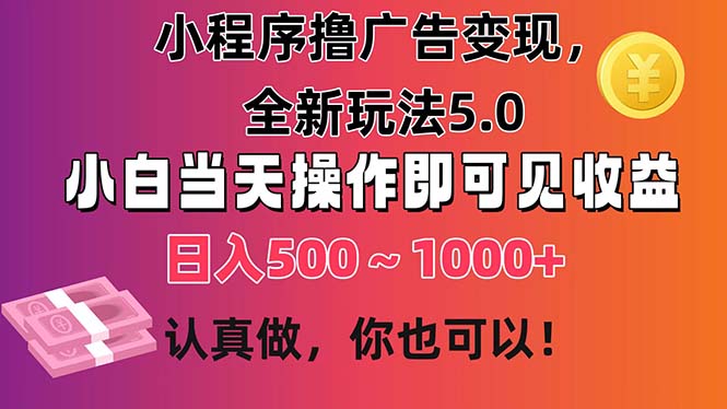 小程序撸广告变现，全新玩法5.0，小白当天操作即可上手，日收益 500~1000+_双星网创_创业赚钱_抖音教程_短视频教程-创业赚钱_抖音教程_短视频教程