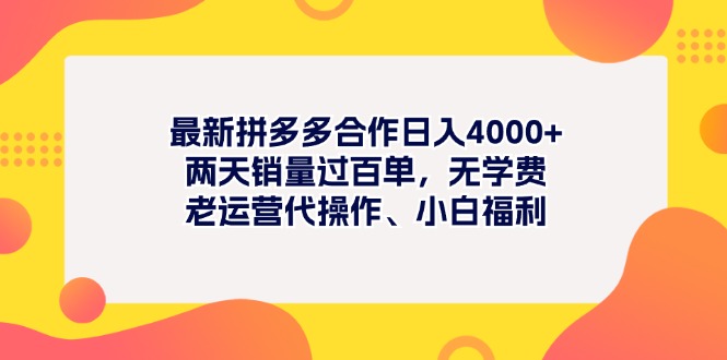 最新拼多多项目日入4000+两天销量过百单，无学费、老运营代操作、小白福利_双星网创_创业赚钱_抖音教程_短视频教程-创业赚钱_抖音教程_短视频教程